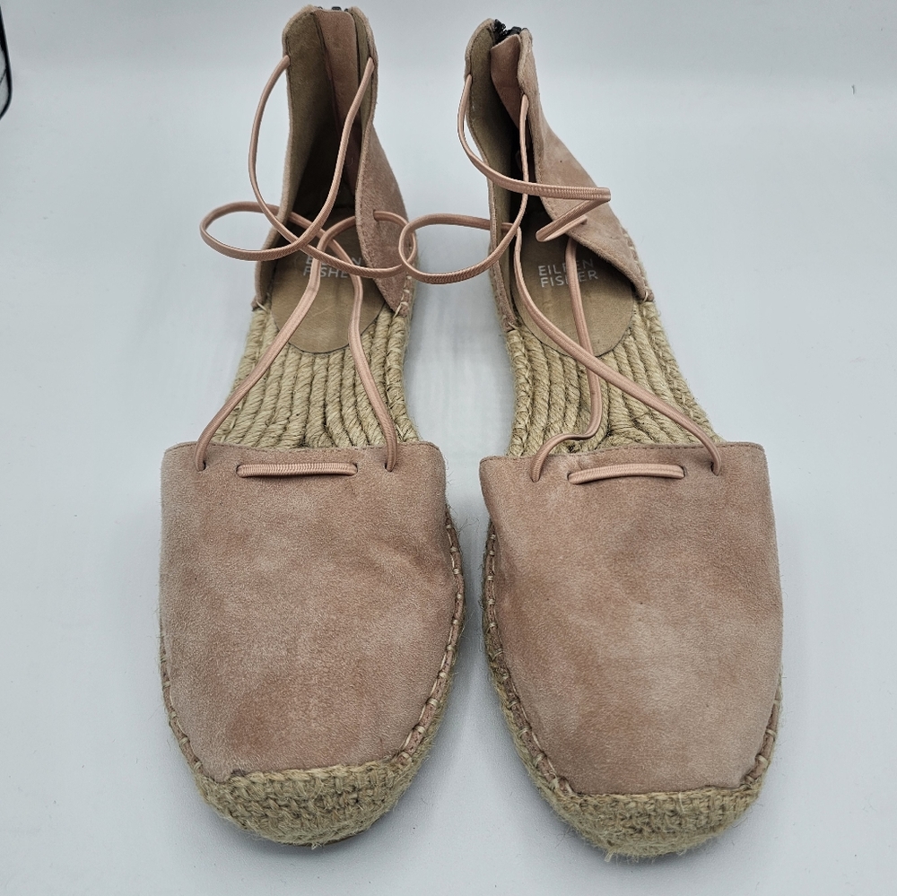 Eileen Fisher Blush Pink Suede Lace Up Espadrilles